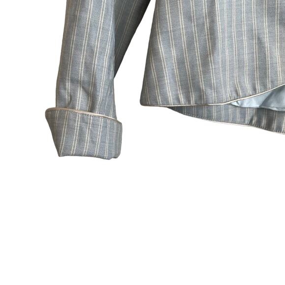 Rebecca Taylor Women Jacket 2 Blue Striped Ribbon Tie Romantic Boho Y2K Fairy - Picture 6 of 11